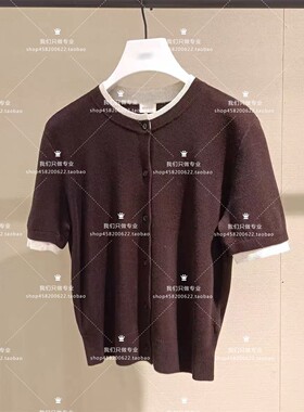 欧家专柜2025秋新系假两件亚麻短袖针织外套女1SY304532F-8A-699