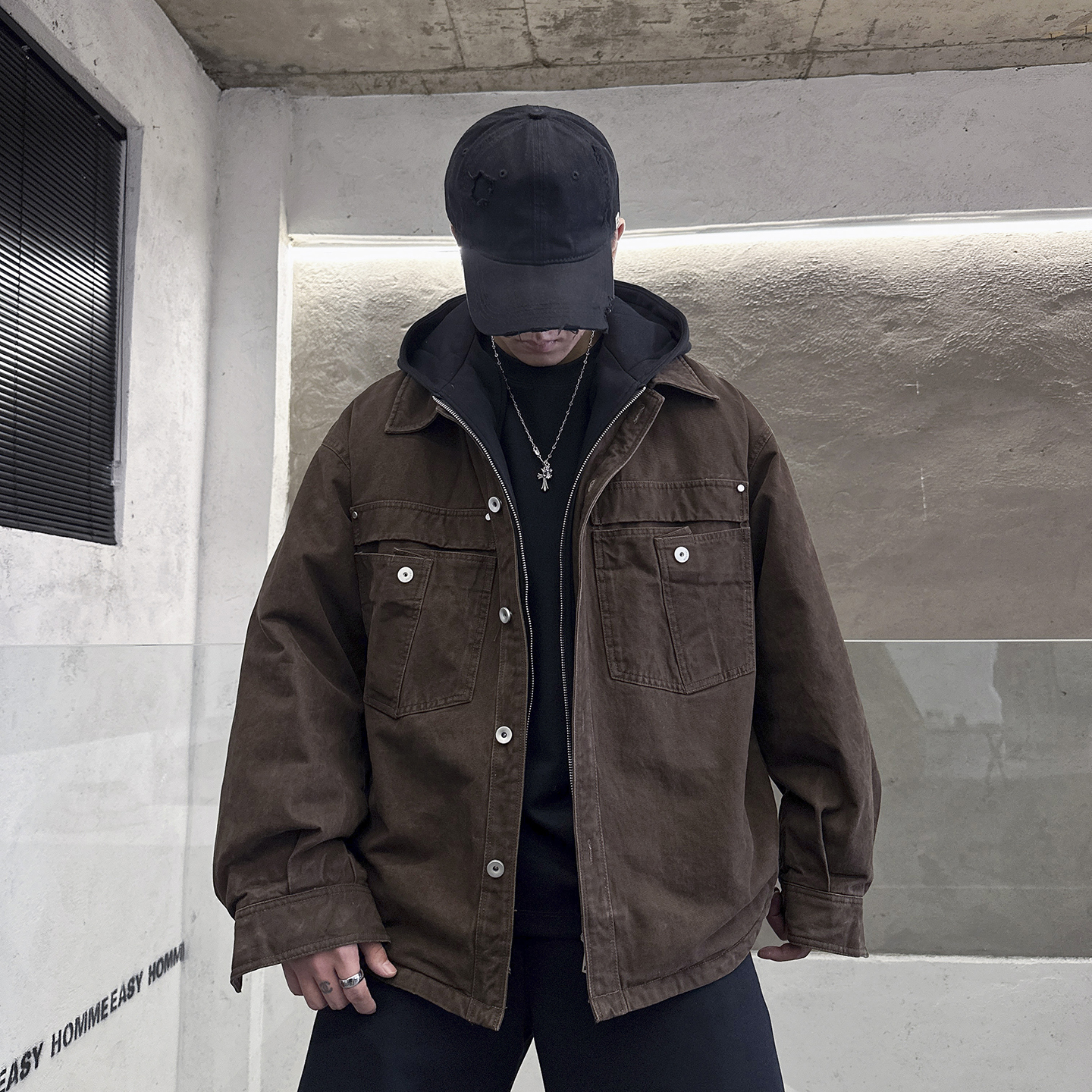 冬季新款连帽潮流假两件羽绒服