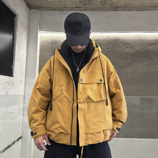 新款 型百搭时尚 工装 立体剪裁宽松版 连帽上衣 口袋羽绒服男个性 冬季