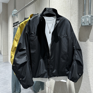 饰袖 立体剪裁字母装 子掐折设计宽松立领夹克 炸街外套个性 早春时尚