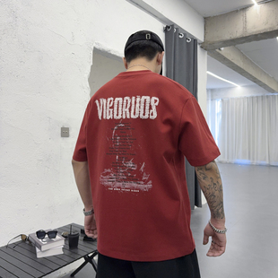 T恤衫 冬季 撞色字母印花圆领高街风潮流新款 男个性 百搭氛围感短袖