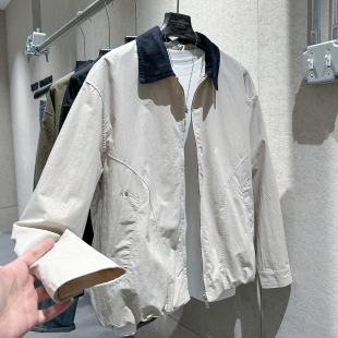 型时尚 早春新款 立体剪裁牛仔翻领拼接宽松版 教练夹克个性 外套 美式