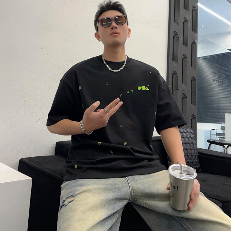 漆点印花刺绣字母短袖