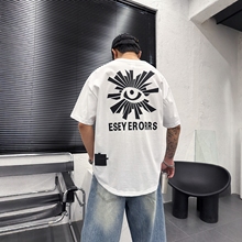 美式风炸街短袖男背后大印花圆领薄款上衣夏季宽松百搭时尚T恤衫