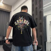 后背漆点字母印花短袖 休闲痞帅半袖 t恤衫 春款 男士 圆领新款 打底衫