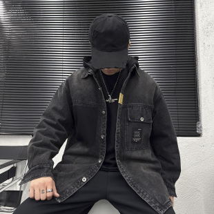 水洗牛仔面料连帽高街风百搭时尚 假两件外套男个性 羽绒服 新款 冬季