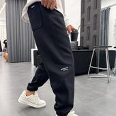 青年百搭通勤小脚裤 休闲裤 基础款 字母刺绣立体剪裁长裤 男春季 新款