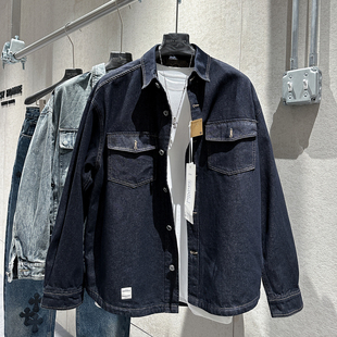 饰立体剪裁显瘦潮流百搭长袖 口袋装 外套 夹克个性 早春利落牛仔衬衫