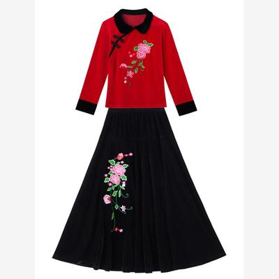 秋冬广场舞服装新款金丝