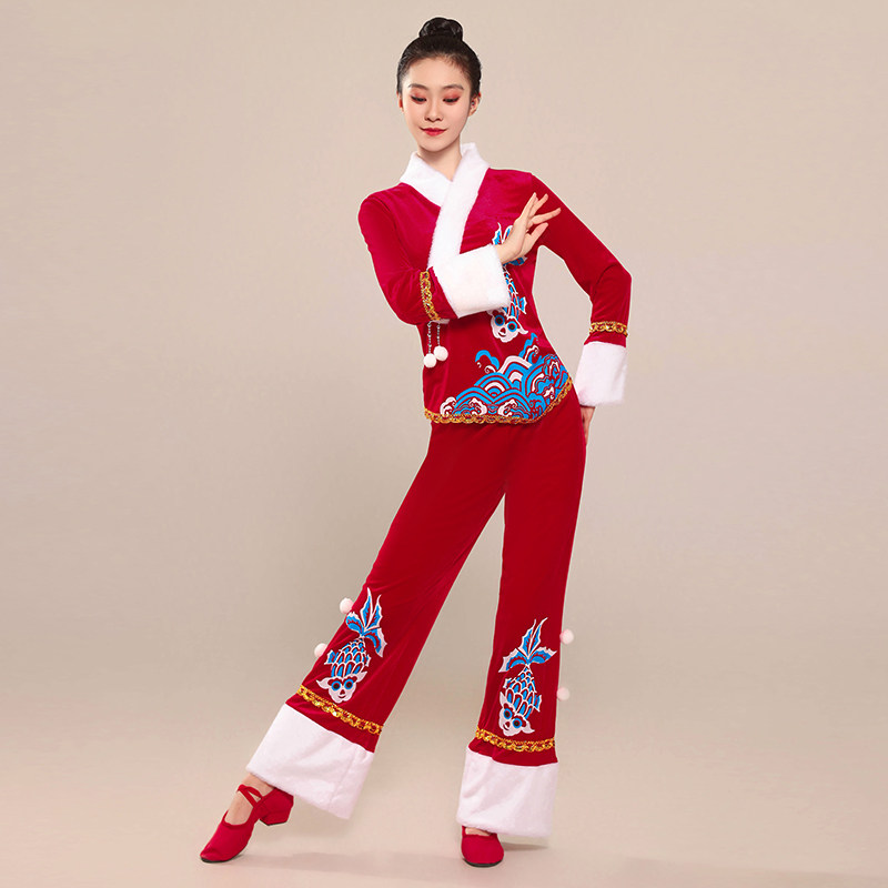 新款喜庆红秧歌服套装民