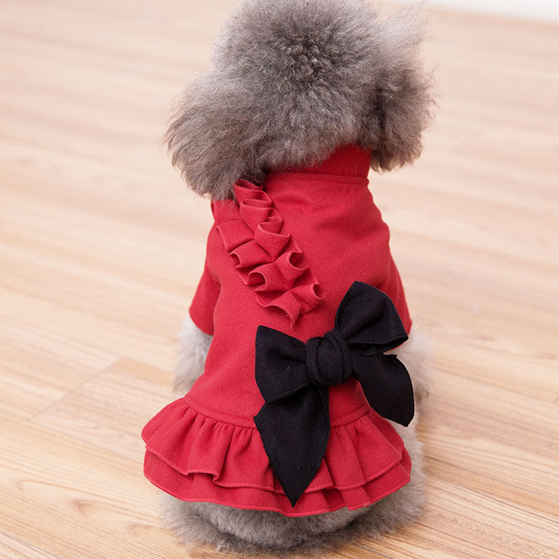 女神同款公主毛呢裙子狗狗衣服猫咪比熊泰迪博美柯基宠物春秋薄款