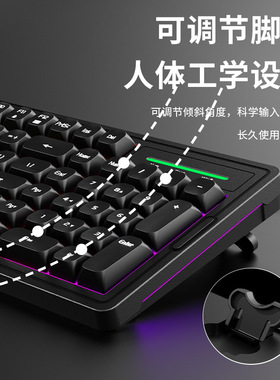 跨境KM2000Pro机械手感键盘鼠标套装电脑办公电竞游戏有线键鼠