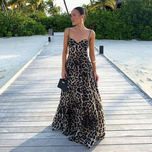 Sexy leopard print camisole dress性感时尚豹纹印花吊带连衣裙