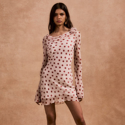Sexy backless polka dot chiffon short skirt 露背波点雪纺短裙