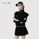 内搭运动球服后百褶裙套装 修身 女 春夏酷黑假两件长袖 SG高尔夫女装