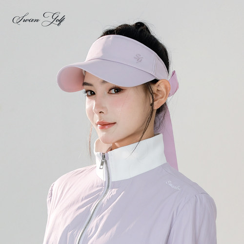 蝴蝶结飘带空顶高尔夫帽女防晒