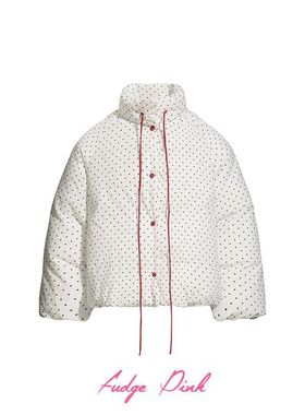 Fudge Pink 25冬季New美式复古简约百搭波点宽松棉服外套