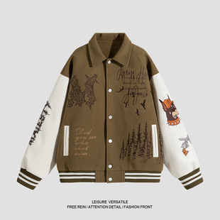 P96 刺绣棒球服外套飞行夹克秋季 控168 美式 长袖 B871