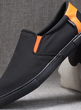 高档黑色布鞋男款懒人一脚蹬鞋2025新款正牌官方老北京正品旗舰店