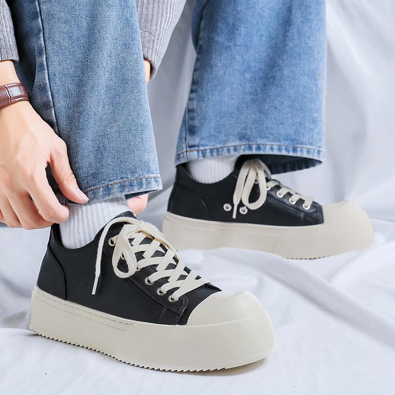 潮男鞋高街奶香厚底皮鞋德比鞋