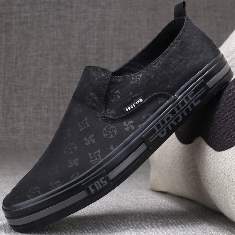 透气布鞋一脚蹬懒人鞋老北京布鞋