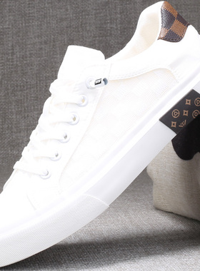 白色鞋子男款夏季透气网面帆布鞋男款潮流百搭韩版网鞋小白鞋板鞋