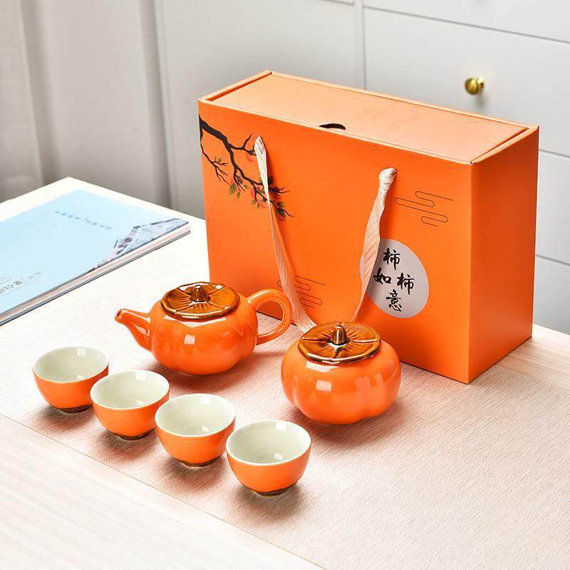 柿如意茶叶罐壶具套装便图片
