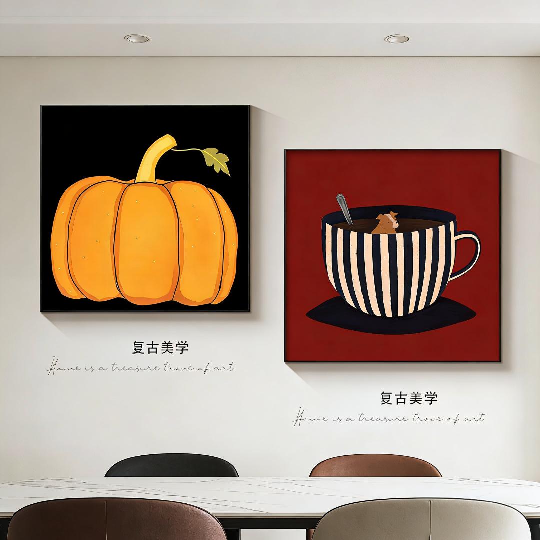 法式中古风餐厅餐桌背景墙装饰画现代装饰画