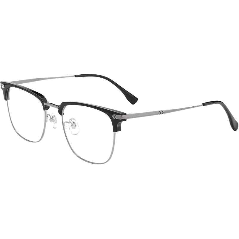 痞帅斯文败类自动感光变色潮近视眼镜男可配度数眉线半框眼睛框架