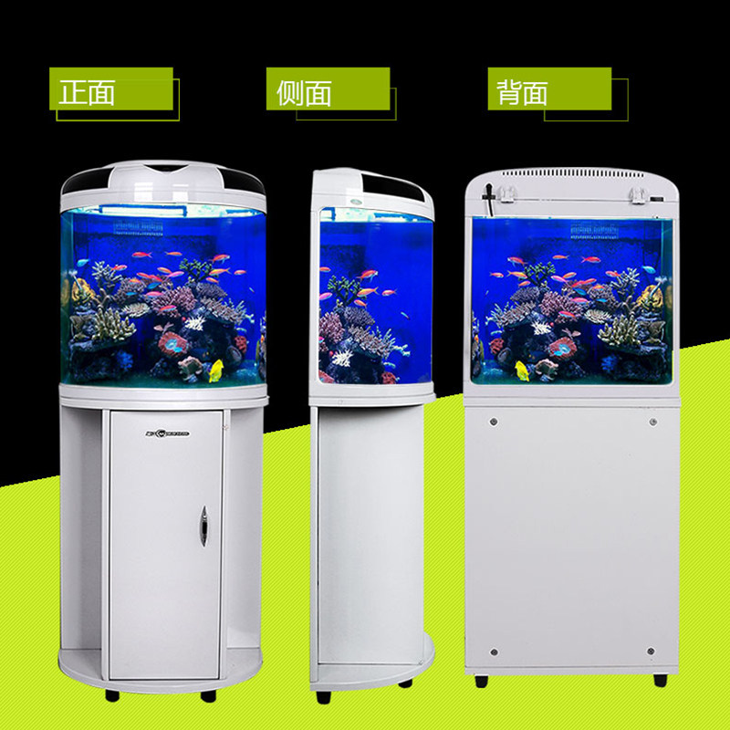 闽江半圆形玻璃鱼缸水族箱客厅家用小型圆柱电视柜桌面生态免换水