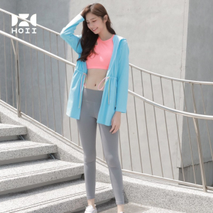 HOII后益开襟绑带连帽外套 防晒美肤面料衣服紫外线遮阳户外休闲