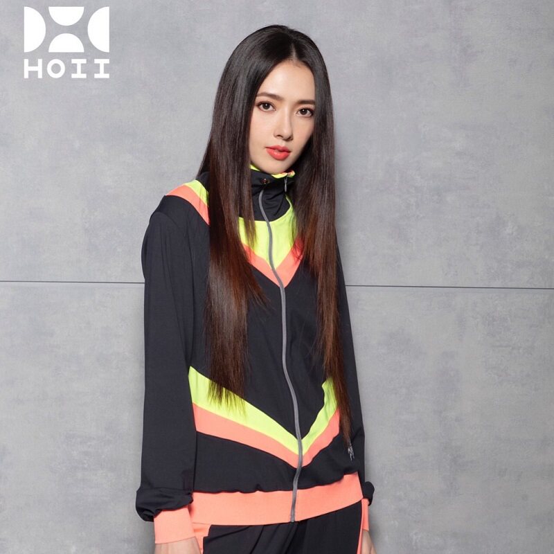 HOII后益Mr HoseaHo时尚立领拼色外套 防晒透气拼接撞色拉链夏季