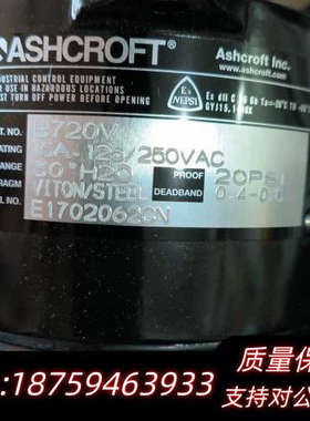 ASHCROFT 雅斯科压力开关 B720V 20PSI 全.询价