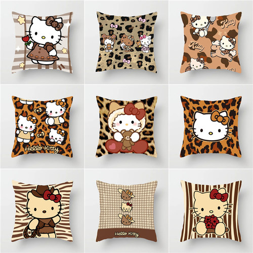 秋冬豹纹HelloKitty客厅沙发抱枕靠枕床头靠背垫办公室护腰靠背