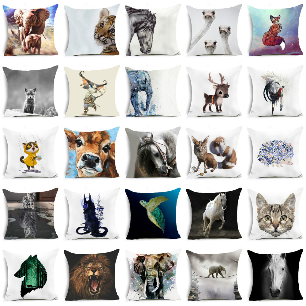 卡通动物靠背汽车护腰抱枕套芯