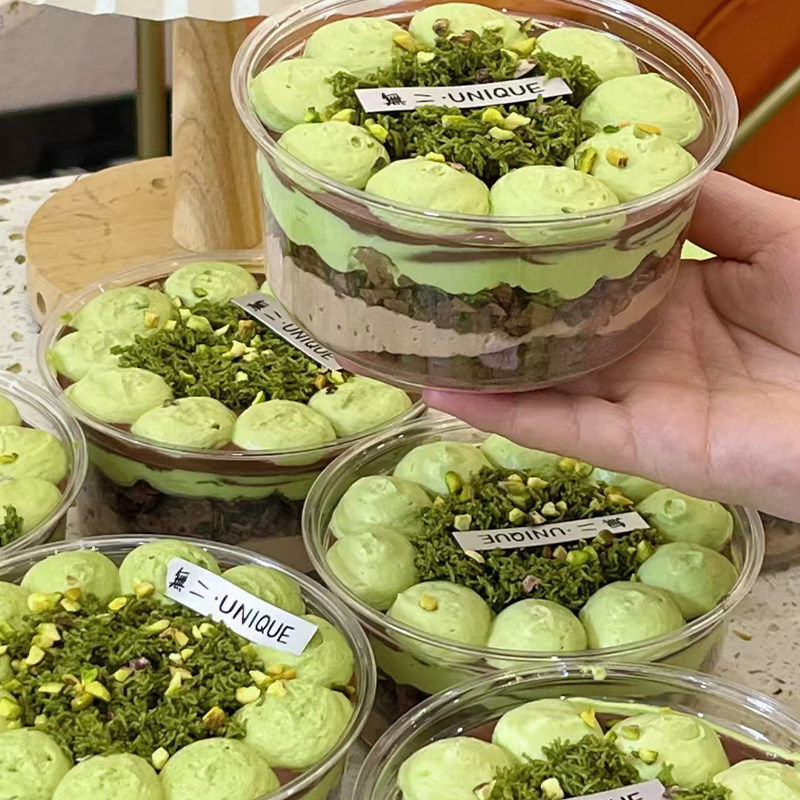 一碗千层蛋糕包装盒迪拜巧克力慕斯甜品蛋糕加厚透明西点打包盒子