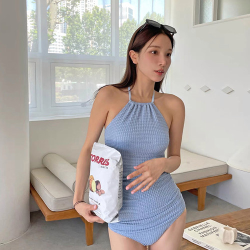 连体性感纯欲风泳衣女遮肚显瘦