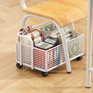 桌边书架可移动书包架桌下带轮置物架教室课桌旁学生放书本收纳架