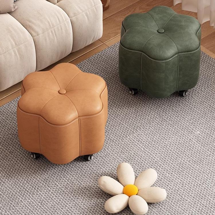 小凳子家用门口换鞋凳客厅滑轮矮凳沙发茶几板凳软包儿童创意坐墩