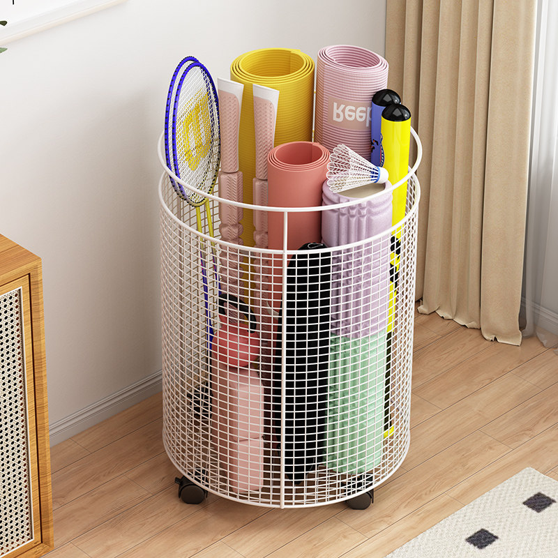 瑜伽垫收纳架健身器材带轮落地置物架泡沫轴哑铃收纳筐圆形收纳筒,收纳整理,运动器材收纳用具,淘宝优惠券,粉丝福利购,淘宝优惠卷