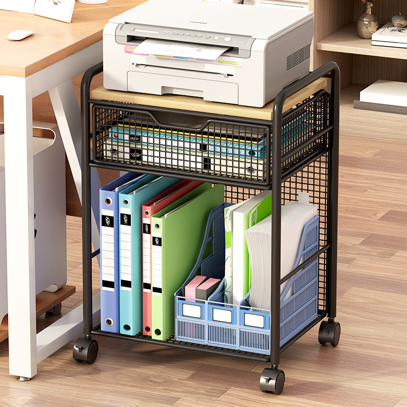 印表机置物架办公室工位落地多层小推车文件收纳分类整理架置物架