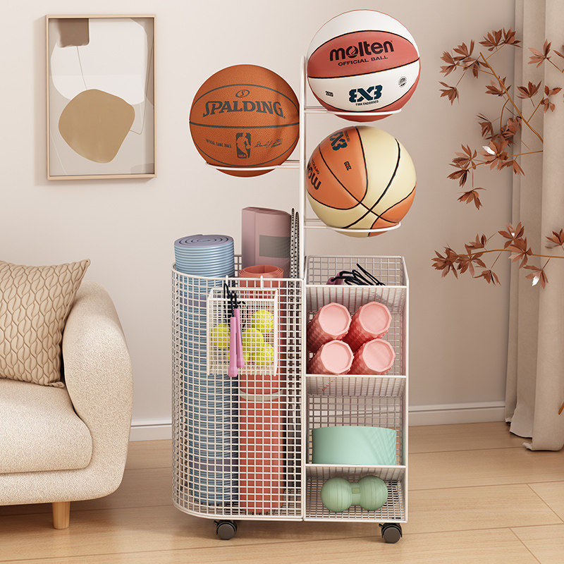 瑜伽垫收纳筐家用带轮健身器材收纳架玩具枪羽毛球拍篮球类置物架,收纳整理,运动器材收纳用具,淘宝优惠券,粉丝福利购,淘宝优惠卷