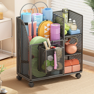 瑜伽垫收纳筐运动健身器材收纳架哑铃羽毛球拍放置架球类置物架