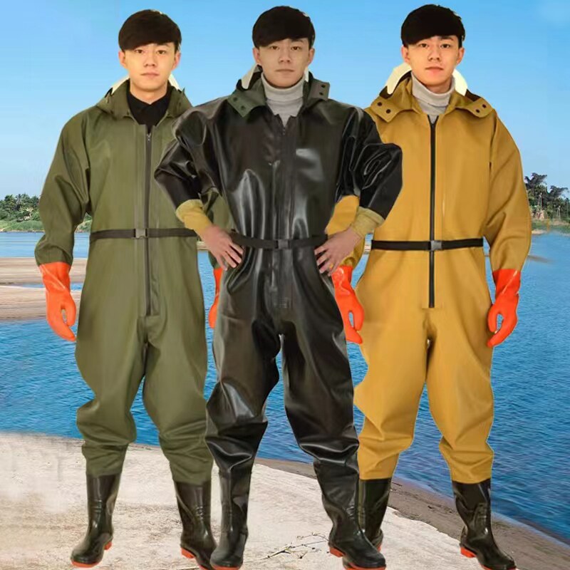 全身加厚下水裤连体雨裤防水衣服雨裤挖藕抓鱼服全封闭雨衣水叉裤