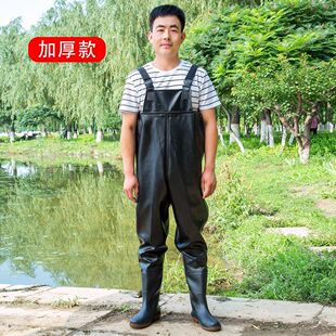 全身加厚连体水裤 皮叉挖藕服水库捕抓鱼雨裤 男防水衣服水鞋 下水裤