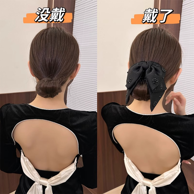 花语高级感蝴蝶结抓夹2024新款轻奢风后脑勺高马尾发夹女头饰