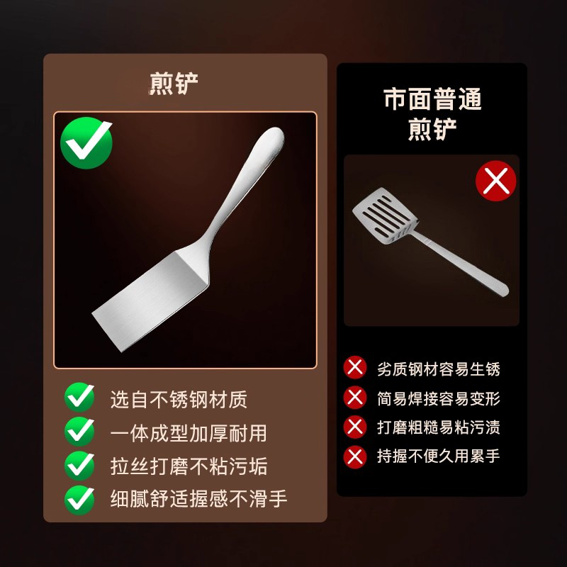 不锈钢小煎铲平铲漏铲