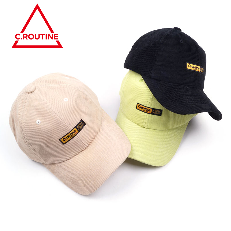 C.ROUTINE秋冬保暖鸭防风舌帽男女士韩版弯檐灯芯绒棒球帽子女