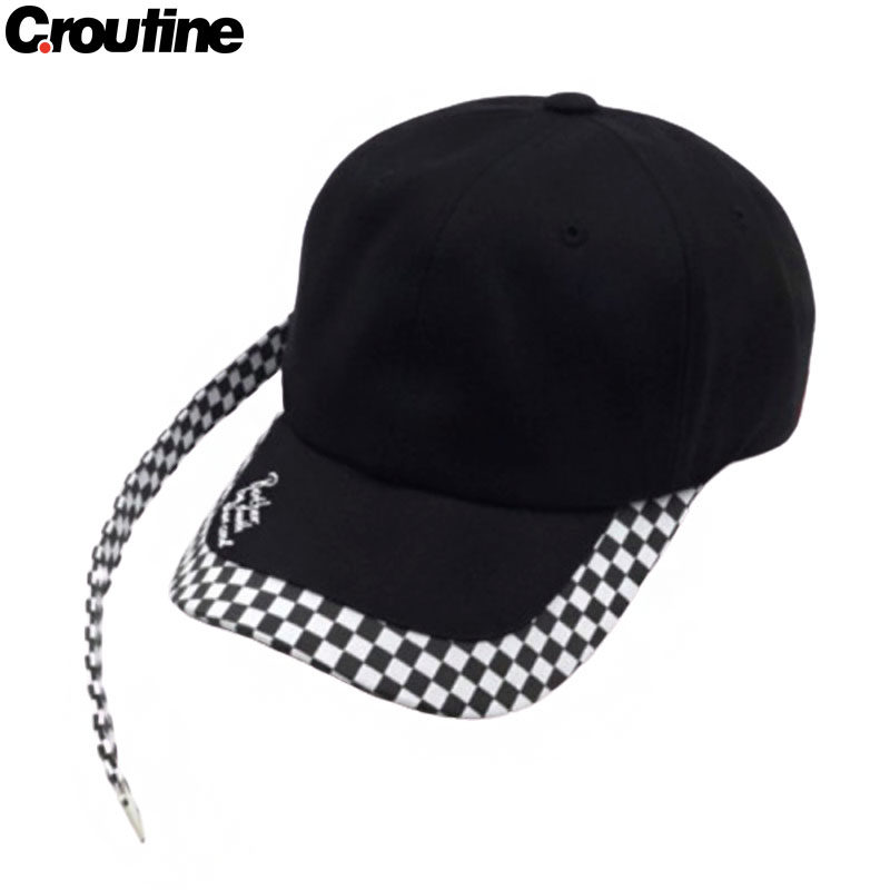 韩国经典格纹长带子纯棉棒球帽