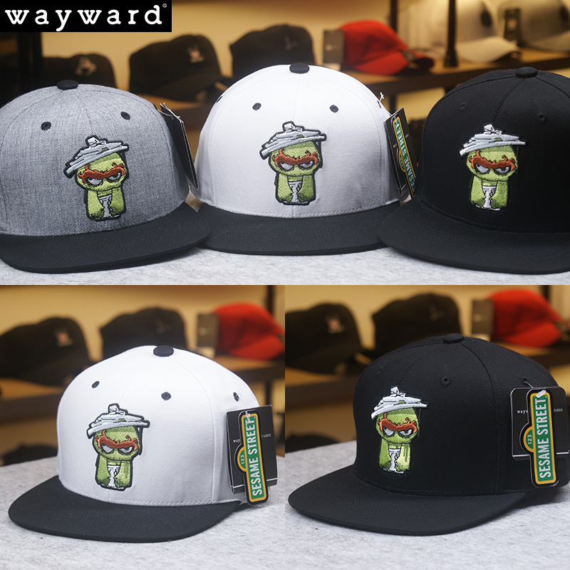 韩国芝麻街联名款刺绣遮阳平沿帽